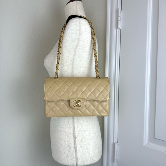 CHANEL CC CAVIAR LEATHER DOUBLE FLAP BAG GHW - Picture 7 of 16